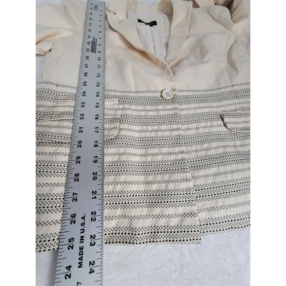 Piazza Sempione Womens Striped Beige One Button Blazer Size 46 Stretch Italy - Picture 9 of 10